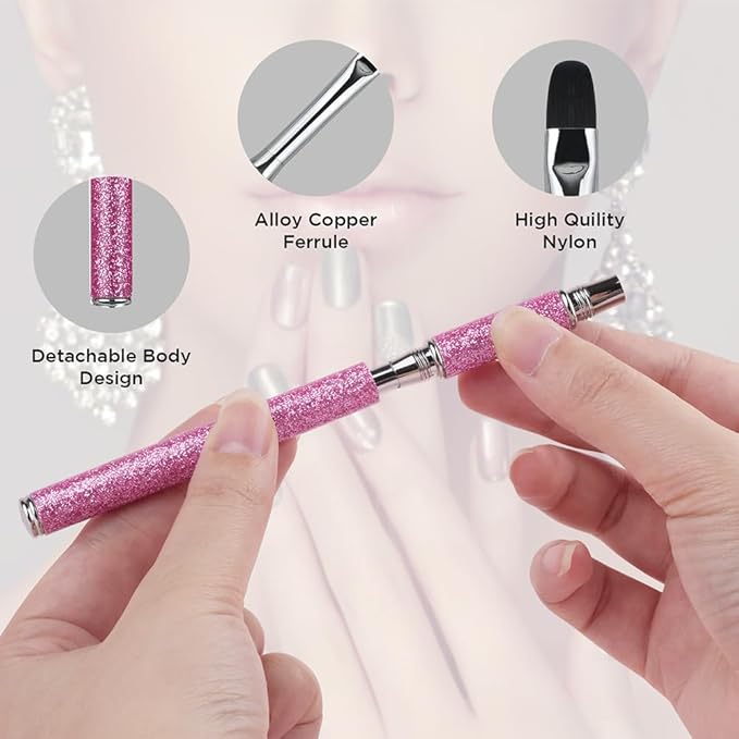Nail Art Brushes Set Nail Art Design Pen Painting Tools with Nail Extension Gel Brush,Nail Polish Brush, Builder Nail Gel Brush, Nail Art Liner Brush for Salon Gift for Girls Women (Rose)