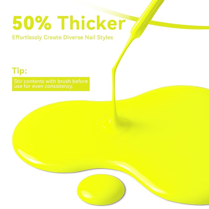 MAYCHAO Neon Yellow Swirl Gel Liner Nail Art Polish, 8ml Spring Summer Bright Yellow Gel Color Built-in Thin Brush, UV Light Cure for French Nail Tips DIY Manicure at Home Salon
