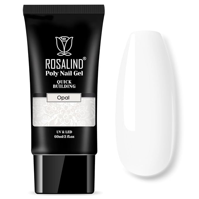 ROSALIND White Poly Extension Gel, 2oz/60ml White Poly Nail Gel for Nail Art Decoration, Pure Color Builder Whites Thickening Polys Extension Easy to DIY Use at Home Need UV Lamp
