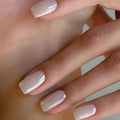 Chrome Press on Nails Short Square MABKJLF White Fake Nails False Nails Solid Colour Full Cover Glossy Glue on Nails Acrylic Nails Stick on Nails for Women Girls 24 Pcs