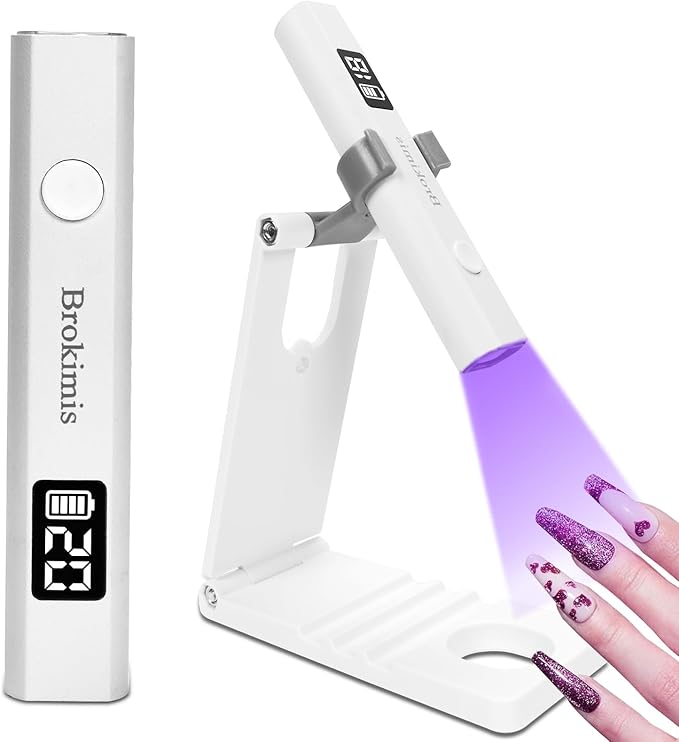 Handheld UV Light for Gel Nails with Stand, Mini Nail Lamp with LCD Display 3-Timer Modes Portable Cordless Rechargeable USB Small Nail Dryer for Fast Curing Home DIY Manicure Nail Art