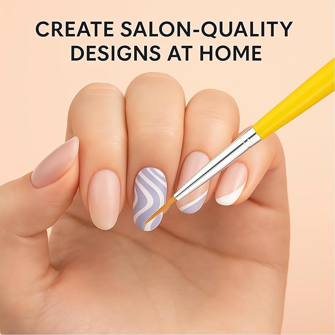 Nail Art Brushes Set – 6Pcs Gel Polish Nail Brush with Liner, Flat, Angled & Dotting Tips – Acrylic Nail Art Design Tools for DIY Manicure, Nail Extension, Salon Use – Pastel Colors with Gift Box