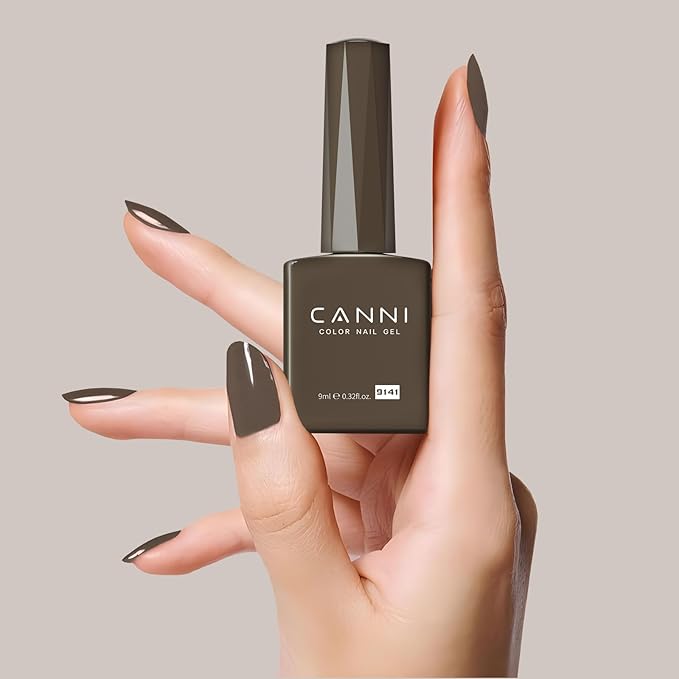 CANNI Brown Gel Nail Polish, 1Pcs Brown Gel Polish Color Nail Polish High Gloss Soak Off U V Nail Manicure Salon DIY at Home