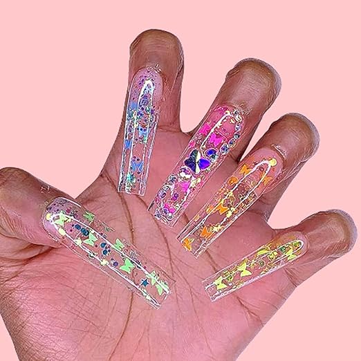 Makartt Nail Decoration Set, 4 Boxes Glitter Sequins & Rhinestones for Spring, Summer, Nail Art, DIY Nail Decoration Accessories Kit