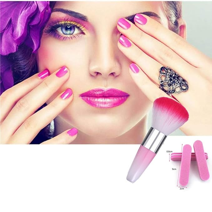 Soft Nail Art Dust Remover Powder Brush Cleaner For Acrylic & UV Nail Gel (pink)