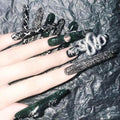 Custom Handmade Press on Nails with Jewelry Embellishments and 3D Art Royal Design Unique and Simple Size S