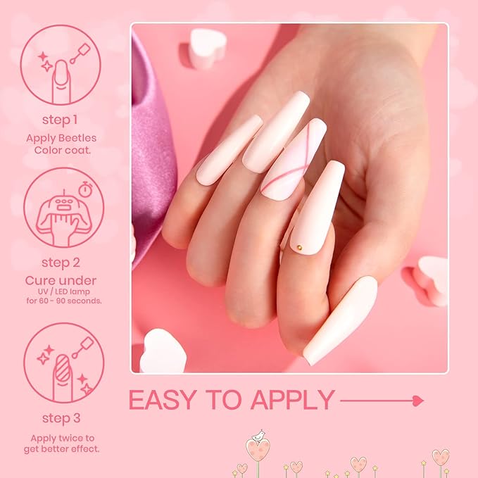Beetles Pink Gel Nail Polish Nude Pink Rose Red Milky White Gel Polish Set Sweetheart Candies Collection Soak Off UV LED Gift for Her Valentines Nails