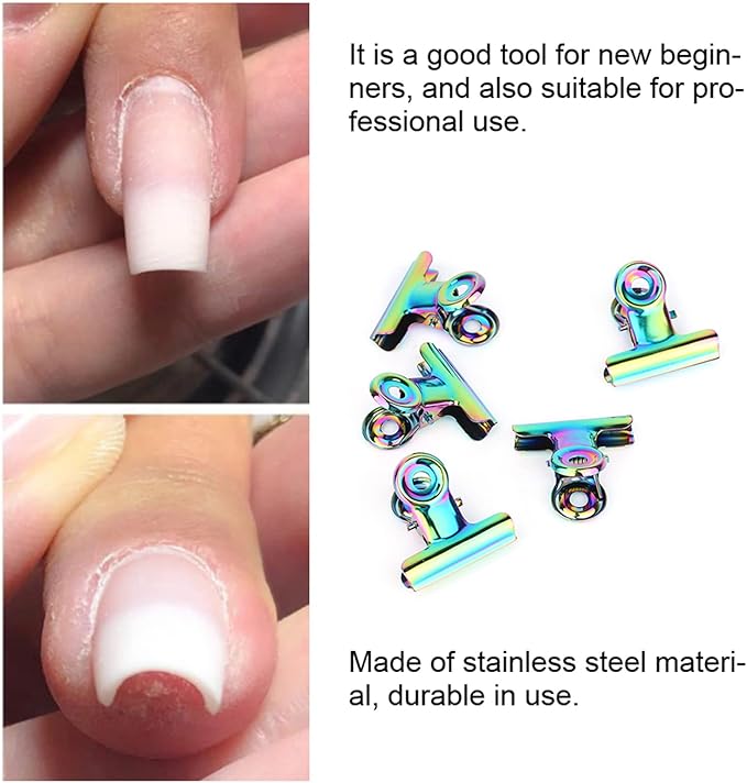 5pcs Nail Extension Curve Clips, Stainless Curve C Nail Curvature Pinching Clips Nail Art Accessories, Finger Extension Kit DIY Manicure Tool for Women Girls