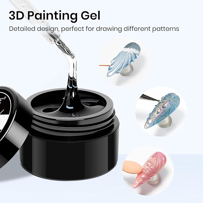 MIZHSE 3D Nail Gel and 3D Painting Gel - 3D Nail Art Sculpting 15g No Wipe U V Soak Off Gels Polish DIY Home for Drawing, Sculpture and Decoration