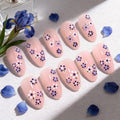 Spring Summer Purple White Floral Press On Nails Medium Almond Fake Nails, Salon Quality Reusable Acrylic Nails for Women & Girls, DIY Nail Art Gift Kit - 30 PCS 15 Sizes