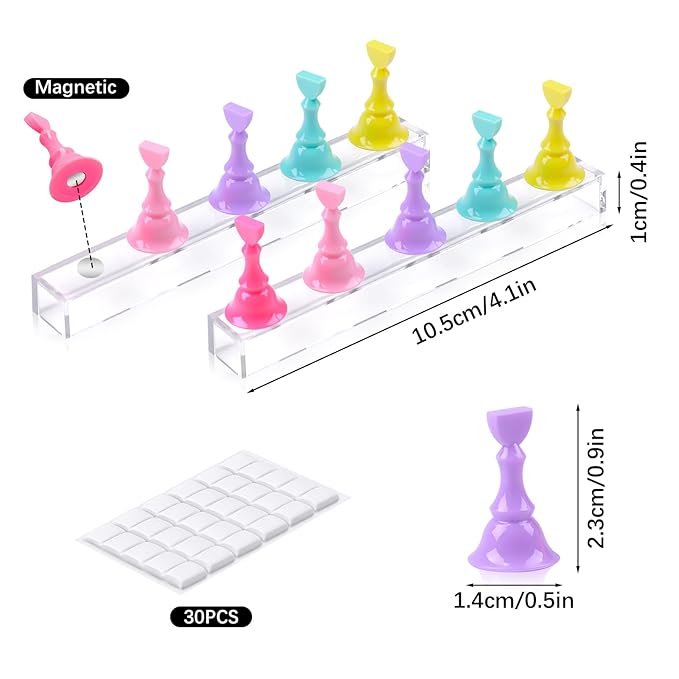 JUSTOTRY 2 Sets Nail Painting Stand With Reusable Adhesive Putty Acrylic Nail Holder For Press On Nails Display Tools Kit Accessories Home DIY Salon