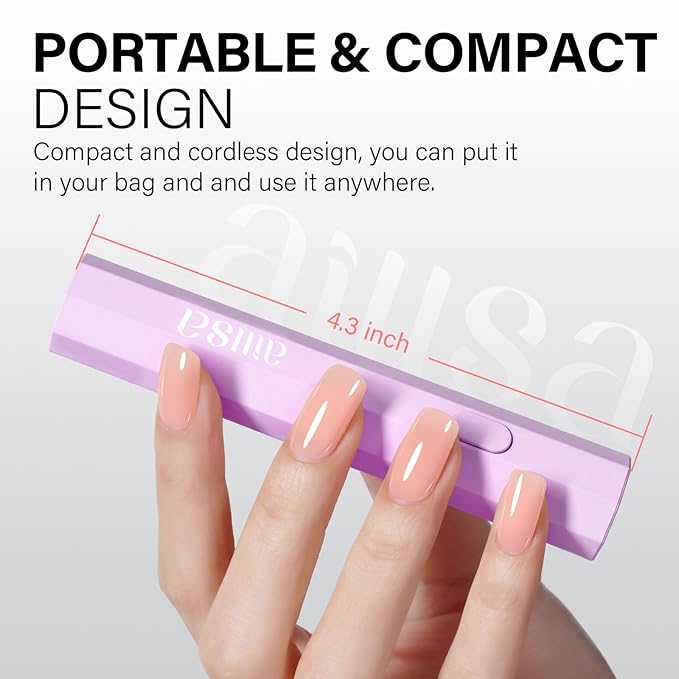 AILLSA Mini UV Light for Nails Handheld LED Nail Lamp Small Gel Nail Lamp Portable Fast Drying Cordless for Valentine's Day Gift (Purple)