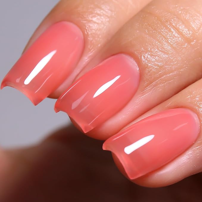 Jelly Gel Nail Polish, Strawberry Red Jelly Nail Polish Gel Translucent Spring Summer Sheer Nail Gel Polish Soak off UV LED for Nail Art DIY Manicure 0.5 Fl Oz
