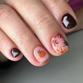 Short Square Press on Nails Fall Fake Nails Thanksgiving Day Nails Press ons with Pumpkin Fall Leaves Design,Full Cover Stick on Nails for Women Manicure,Reusable | Glossy | Easy Apply | 24 Pcs