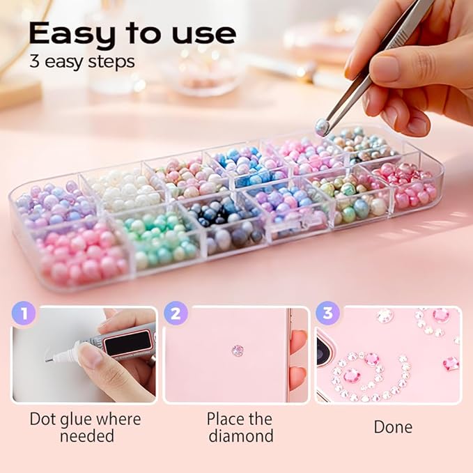 Colorful DIY Resin Rhinestone Kit, Multicolor Flatback Jelly Gems for Bedazzling, Diamond Art, Nail Art & Crafts, Includes Jewelry Glue and DIY Decorating Tools (1 Set+25ML Glue)