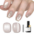 modelones Silk Cat Eye Gel Nail Polish Nude Silver Moonlight Glitter Holographic Glass Cat Eye Summer Jelly Shimmer Reflective Translucent U v Gel Magnetic Nail Polish 15 ML
