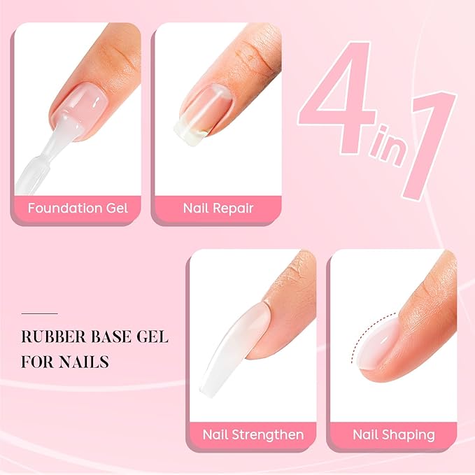 Nicedeco Hema Free Clear Rubber Base Gel Polish for Nails U V Cruelty Free Vegan Color Base Gel Nail Polish 15ML