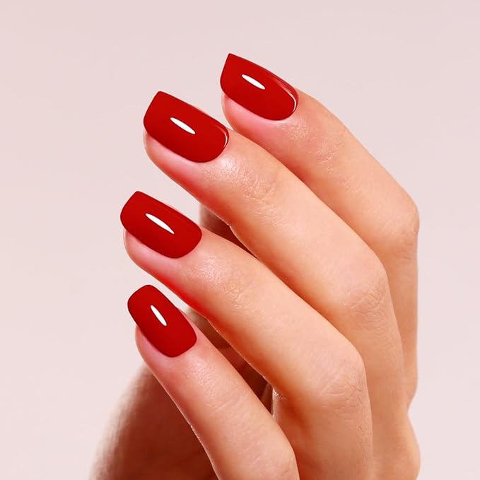 Gel Polish, 0.5 Fl Oz Bright Red Gel Nail Polish Autumn Winter Soak Off LED UV Gel Nail Polish Art Starter Manicure Salon DIY Nail Gel Polish