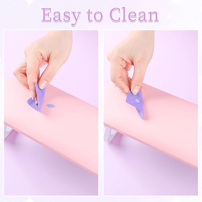 Nail Arm Rest, Professional Foldable PU Leather Nail Hand Rest with PVC Table Mat for Acrylic Nails, Soft Nail Hand Pillow Non-slip for Manicure Salon Use (higher-Pink)