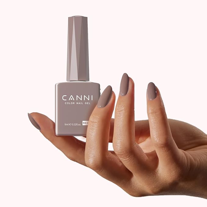 CANNI Light Brown Gel Nail Polish, 1Pcs Nude Grey Gel Polish Color High Gloss Soak Off U V Nail Manicure Salon DIY