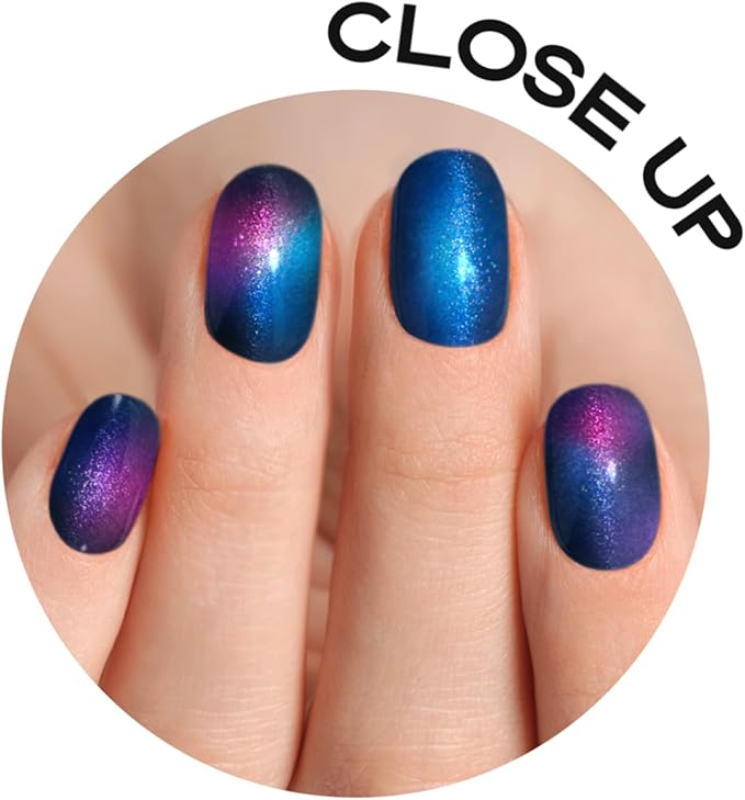 Semi Cured Gel Nail Strips with 30 Pieces - UV Gel Stickers, Manicure Kit, Easy Application Wraps Includes Prep Pads, Nail File, Wooden Stick - UV Light Required (Constellation)