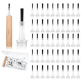 51 Pcs Replacement Nail Polish Brush Set Disposable Nail Art Polish Brushes Kit with Handle Soft Bristles Dip Powder Liquid Replacement Brushes with Wooden Polefor Nails Art Salon DIY