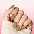 New Press On Nails,Medium Soft Gel Oval Fake Nail Kit With Nail Glue,30-Piece-15 Sizes Durable Reusable Press On Nails for Women Gift(light khaki)