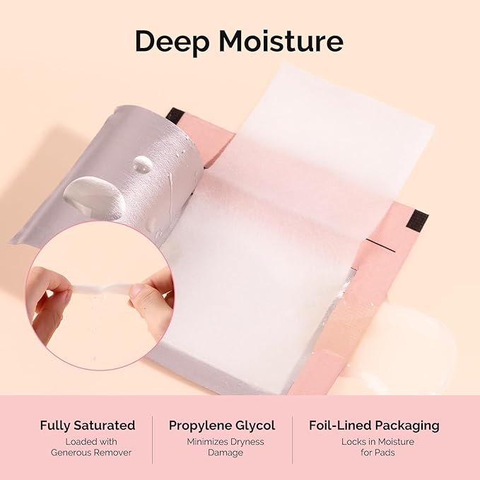 MelodySusie Nail Polish Remover Pads, 200 PCS Acetone Large Size Individually Wrapped Wet Wipes Rapid Gel Polish Removal Portable Travel Kit for Home Professional Use
