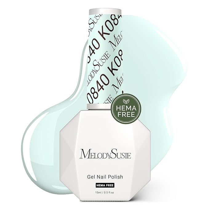 MelodySusie Hema Free Gel Nail Polish, 0.5 Fl Oz Thick Light Mint Green Gel Polish, Non-Toxic, Long Lasting, Soak Off UV Nail Polish, Manicure Nail Design Salon DIY Nail Art at Home K0840