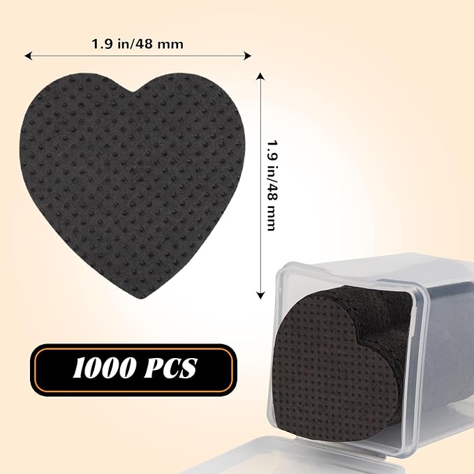1000 PCS Lint Free Nail Wipes, Heart Shape Lash Glue Wipes, Nail Polish Remover Wipes for Gel Nail Polish Remover, Absorbable Eyelash Extension Glue Cleaning Wipe, Nail Care Tools(Black)