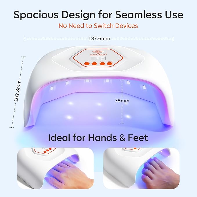 modelones UV LED Nail Lamp, Light for Gel Nails Nail Dryer Gel Polish Fast Curing with 4 Timer Smart Sensor Nail Art Tools Manicure Kit Starter Friendly Gifts for Women Girls