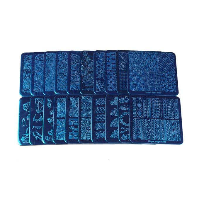 20Pcs Mix Designs Nail Plates +1 Pcs Nail Art Stamper + 1 Scraper Image Stamp Stamping Plates Manicure Template Nail Art Tools (A036-55)