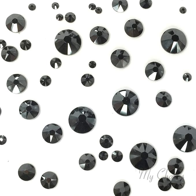 JET HEMATITE (280 HEM) black 144 pcs 2058/2088 SWAROVSKI Crystal Flatbacks rhinestones nail art mixed with Sizes ss5, ss7, ss9, ss12, ss16, ss20, ss30