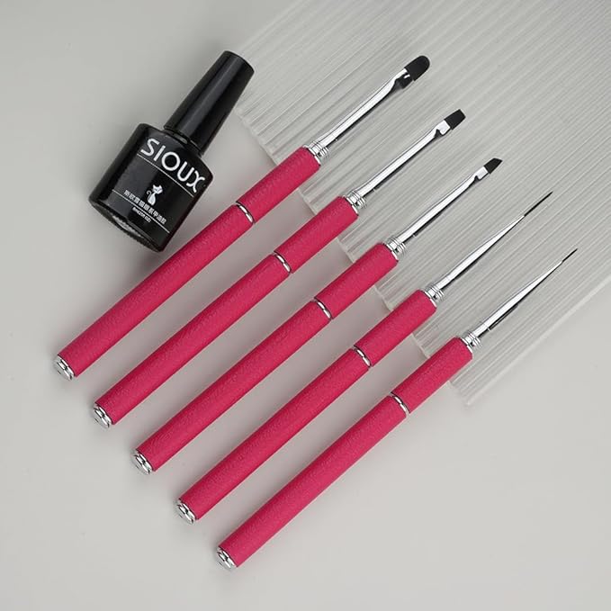 Nail Art Brushes Set Nail Art Design Pen Painting Tools with Nail Extension Gel Brush,Nail Polish Brush, Builder Nail Gel Brush, Nail Art Liner Brush for Salon Gift for Girls Women (Red)