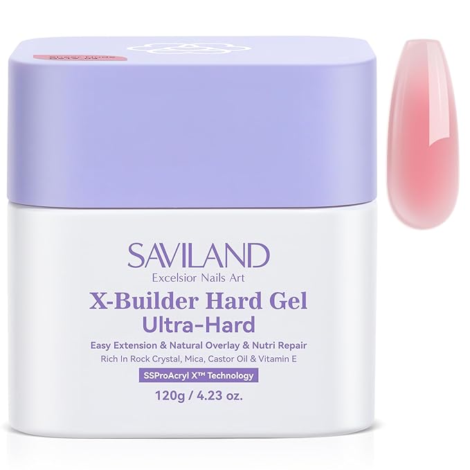 SAVILAND Ultra Hard Builder Nail Gel for Nails: 120 g Large Capacity 5-IN-1 Peachy Red Hard Gel for Nails Easy Nail Extension Strengthen Thicken U V Lamp Need Salon