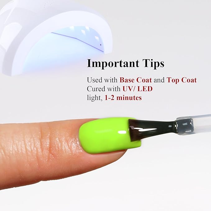 Neon Gel Polish, 0.5 Fl Oz Neon Yellow Green Gel Nail Polish Spring Summer Soak off LED UV Art Starter Manicure Salon DIY Design