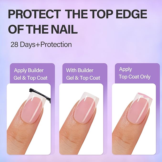 Vansiho Pink French Gel Nails Kit - Short Square French Tip Press on Nails, Nail Gel, Top Coat and Nail Lamp for Gift and Nail Art DIY