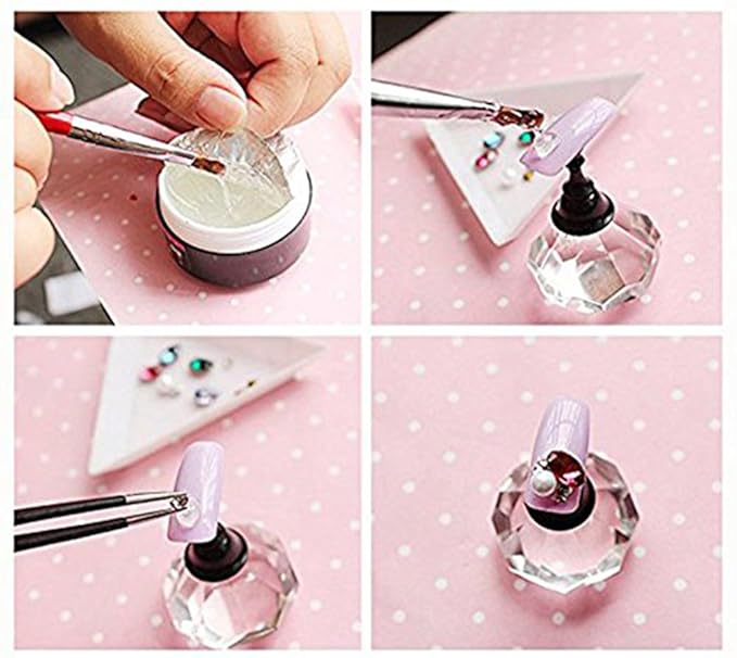Nail Art Rhinestone Glue Gem Super Sticky Jewelry 8ml Gel Diamond Polish Decoration With Pen Tools UV Light Cured Needed 2Box
