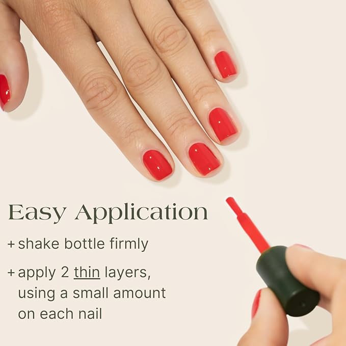 Botanist The Remedy | Nail Strengthening Polish | Repairs & Hardens Nails Damaged from Acrylics, Dip & Gel Manicures | Non-Toxic, 84% Plant Based, 21-Free & Vegan (Poppy Red)