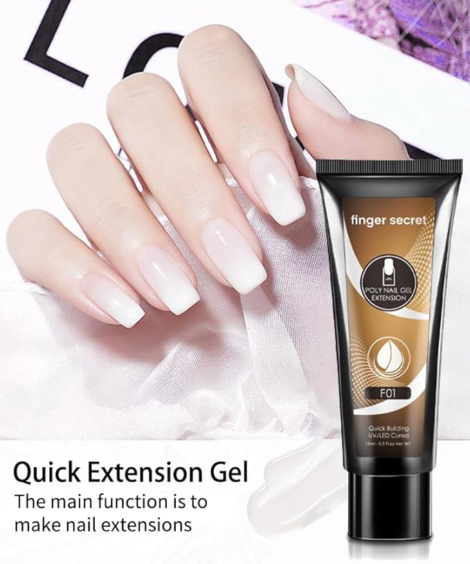 Poly Gel Kit 6 Colors 15ml - Professional Pink Nude Poly Extension Nail Set Soak Off LED/UV Nail Builder Gel for Sculpting, Nail Extensions & Overlays Create Stylish Manicure