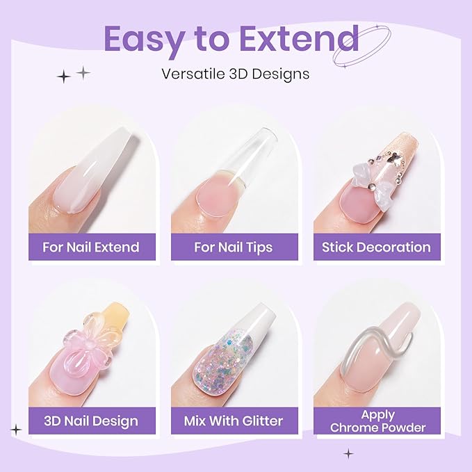 3d Sculpting Gel for Nail Art Non Stick Hand Hard Gel for Nails Clear White and Pearl White Solid Builder Gels for Nails for Extension Carving Sculpting Beauty Charms for Beignner and Salon DIY