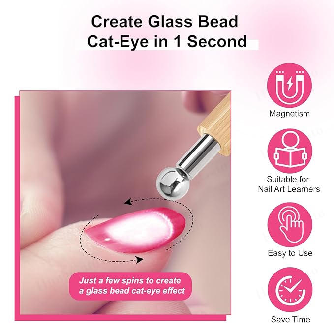 Cat Eye Magnet for Nails, Multifunctional Double-head Nail Polish Magnet Pen, Magnetic Cat Eye Gel Polish Nail Design Tool, for Home DIY, Salon