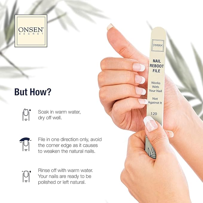 Onsen Japanese Nail Shape & Shine Kit | 3-Way Nail Buffer Block w/ 2 Extra Pads & 6-Pack Professional File 120/180 Grit for Natural and Acrylic Nails | Shape and Shine Series - Super Value Bundle
