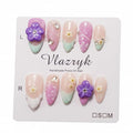 Handmade Press On Nails - 3D Almond False Nails 10PCS, Reusable Acrylic Pink French Salon Design, Easy to Apply Nail Tips for Women
