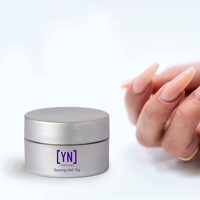Young Nails Synergy Gel System, Building Gel - Hard Builder Gel, Superior Adhesion & Strength, Structured Nail Gel Builder - Flex Gel, Clear, 15g