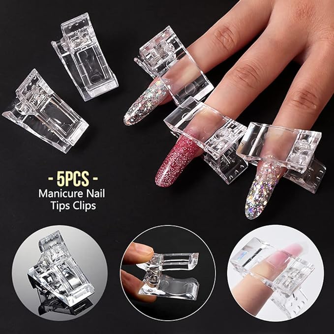 LIONVISON Poly Gel Nail Forms: 120Pcs Stiletto Shape Extension Gel Nail Molds Clear Acrylic Nail Tips - 100Pcs Nail Forms Stickers for Polygel with Dual-Ended Nail Brush and Nail File