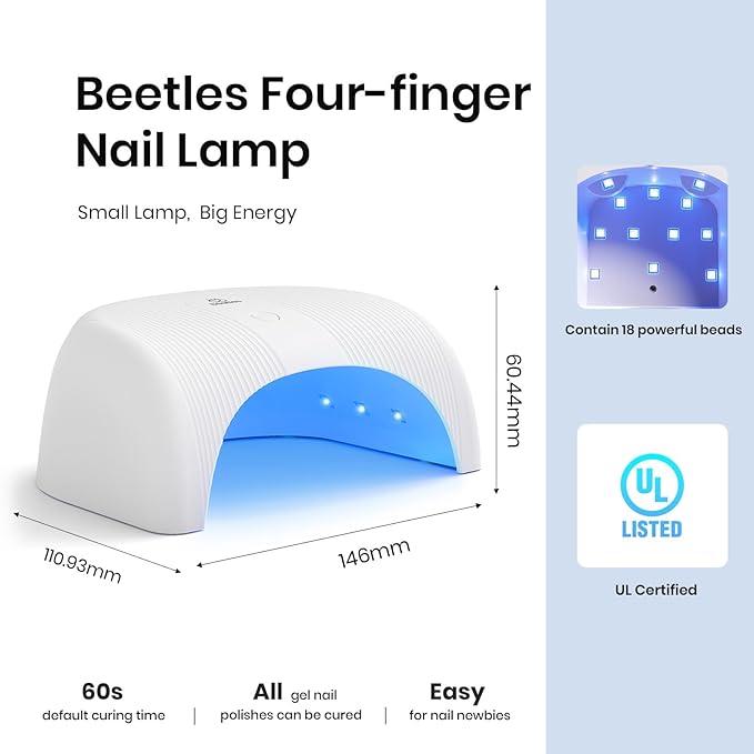 Beetles Gel Polish UV LED Nail Lamp, Fast Drying Nail Dryer Compact Manicure Light with Timer Setting Sensor Elegant Shell UV Light for Gel Nails DIY Home Gift for Her