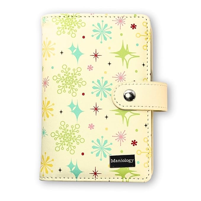 Maniology Mini Snowflakes Stamping Plate Organizer | Limited Edition Compact Holiday Nail Art Storage Case with 16 Top-Loading Semi-Sheer Pockets for Stamping Plate Protection