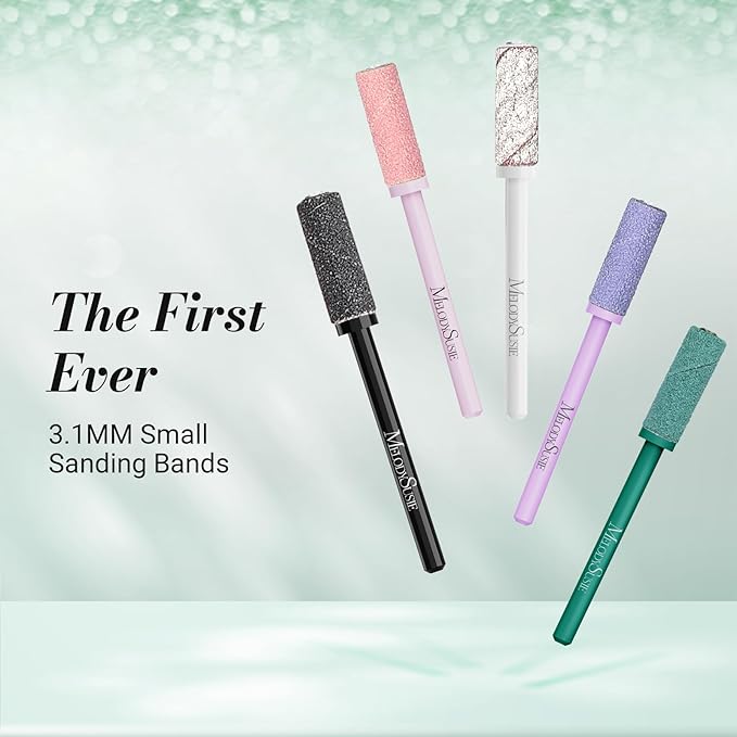 MelodySusie Small Crystal Top 3.1mm Mandrel Bit for Nails, 3/32'' Easy Off Nail Drill Bits for Sanding Bands, Suitable for Acrylic Nails Gel Manicures and Pedicures, Dark Green