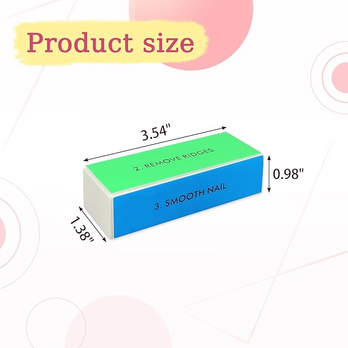 4-Piece Large Square Sponge Nail Buffer Block, 4 Way Nail File and Buffer for Smoothing and Polishing, Ideal for Nail Salons and Personal Use